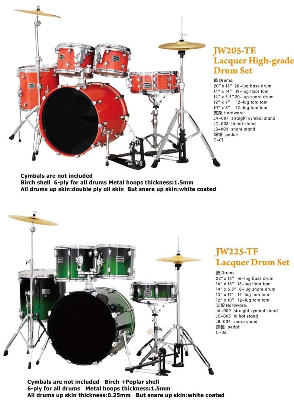 JW225-TF 6 ply Birch +Poplar shell Lacquer Drum Sets