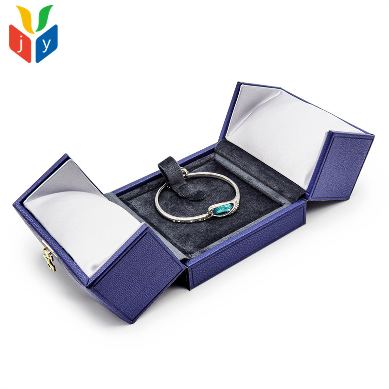 white double open packaging ring necklace jewelry box pu leather bracelet boxes for jewelry packing