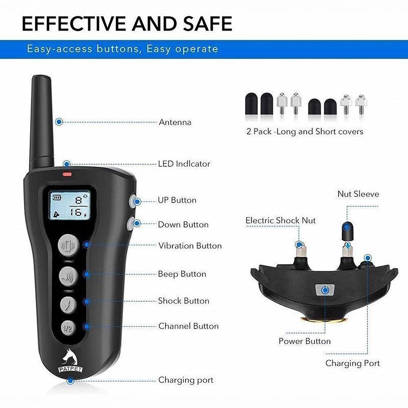 Patpet Best Sell Electronic Dog Training Collar For Pet Dog Anti Bark Shock Collar For Human Bark Collar USB Rechargeable