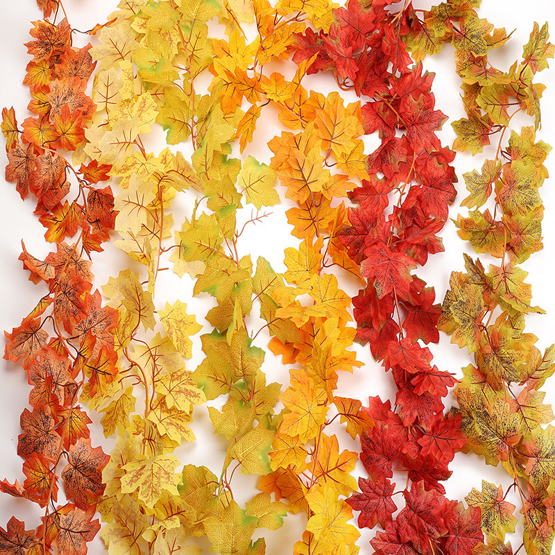 Halloween Decoration Autumn Leaf Garland Wall Decor Vine Foliage Event Decor Hanging Leaves Fall Maple Leaf Garland For Home