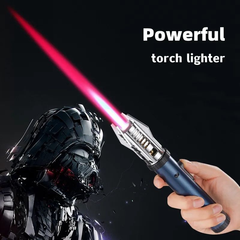 New Powerful Red Flame Torch Lighter Adjustable Rotatable Jet Flame Refillable Long Pen Lighter