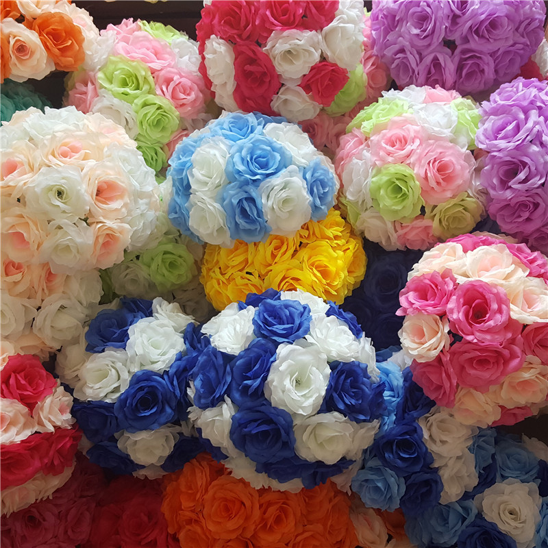 Customized Flower Ball Artificial Silk Rose Ball Kissing Ball Flower For Centerpieces Store's Openning Wedding