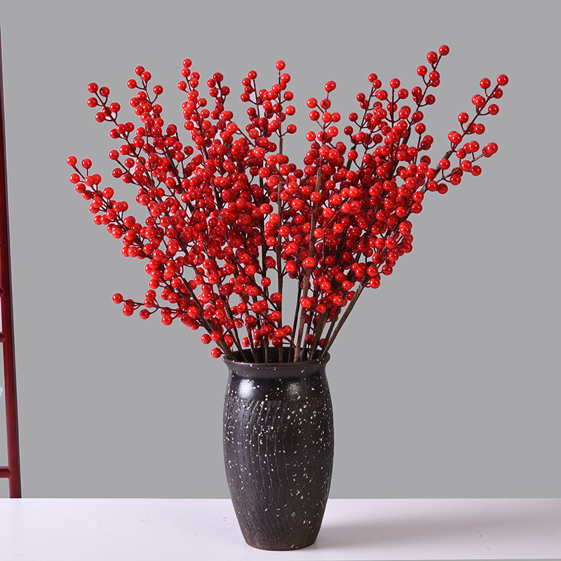 Festival Supplies Artificial Red Christmas Berry Branches For Xmas Tree Decoration