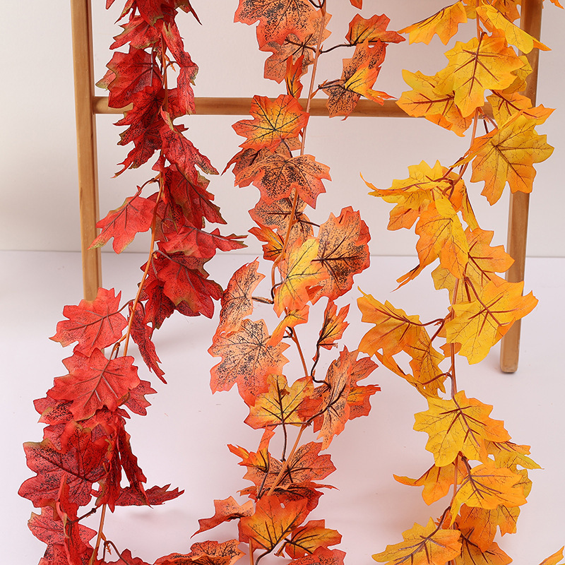 Halloween Decoration Autumn Leaf Garland Wall Decor Vine Foliage Event Decor Hanging Leaves Fall Maple Leaf Garland For Home