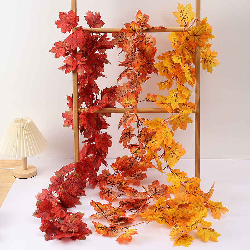 Halloween Decoration Autumn Leaf Garland Wall Decor Vine Foliage Event Decor Hanging Leaves Fall Maple Leaf Garland For Home