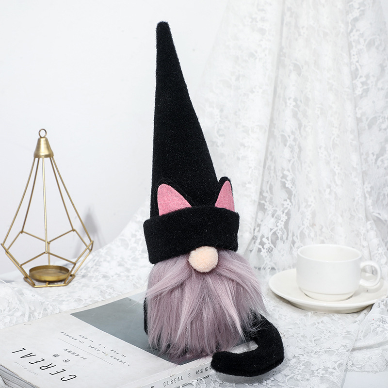 FP-016 Easter Creative Lucky Cat Faceless Doll Decoration Black Purple Fabric Beard Old Man