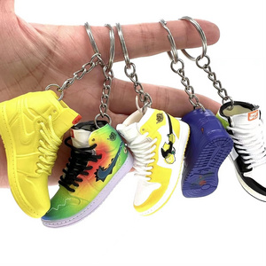 High quality creative sports shoes Mini 3D shoe mold keychain pendant Soft PVC basketball shoe mold keychain gift