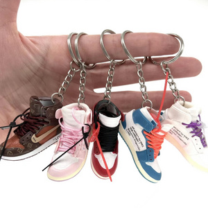 PVC soft adhesive creative 3D mini co branded basketball shoes keychain shoe mold keychain pendant creative gift