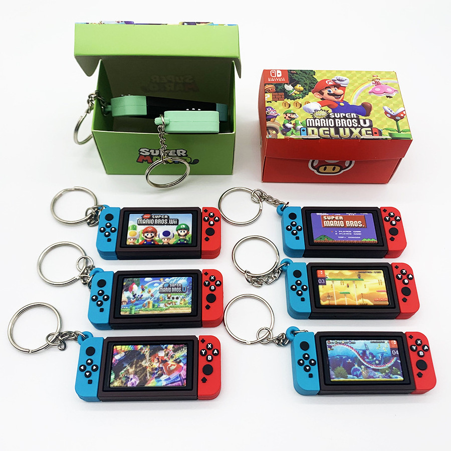 22 Game console handle Switch keychain Game world picture Mario chaos support custom printed rubber keychain with optional box