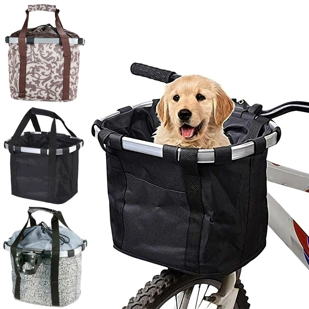 Detachable Foldable Bike Front Basket Portable Mountainous Bicycle Basket Pet Carrying Bag Bicycle Accessories