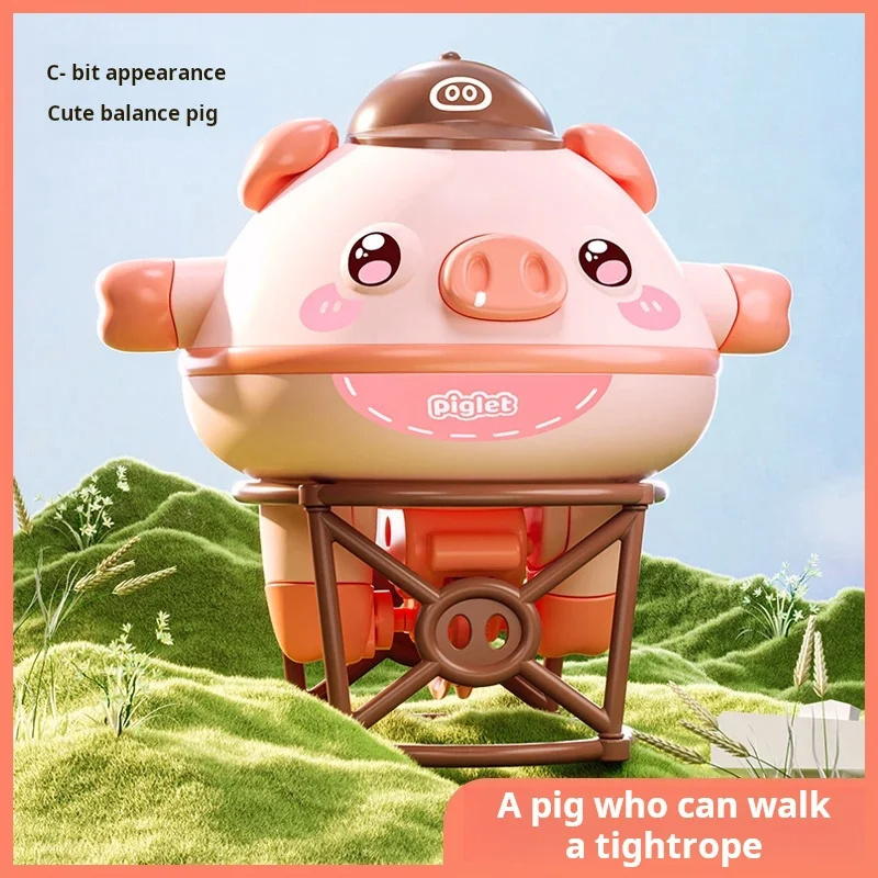 Roly-poly Balance Pig Piglet Tumbler Novelty Tightrope Walking Unicycle Toy Fingertip Gyroscope for Kids