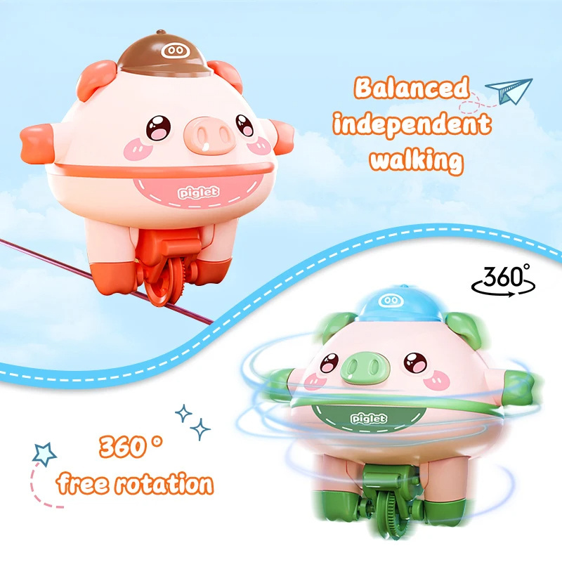 Roly-poly Balance Pig Piglet Tumbler Novelty Tightrope Walking Unicycle Toy Fingertip Gyroscope for Kids