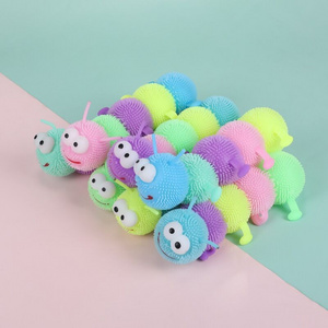 Colorful Caterpillar Puffer Ball Party Bundle Flashlight Soft Squishy Squeezey Sensory Squeeze Air Filled Balls