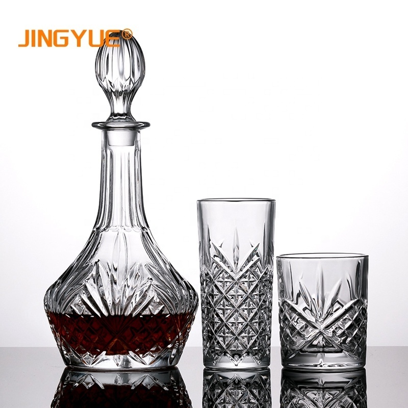 11oz Double Old Fashioned Glasses Bar Dubin Crystal Wine Scotch Bourbon Vodka Whiskey Glass & Decanter Set