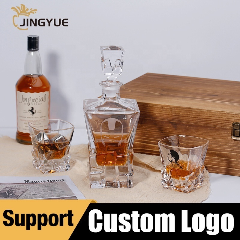 5 Pc Crystal Clear 700ml Liquor Decanter with 4 Old Fashioned Glasses Whiskey Decanter Gift Set