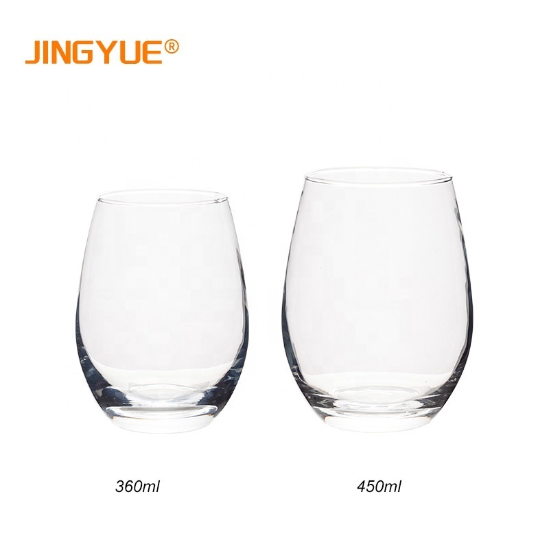 15 oz Custom Logo Crystal Glass Clear Wine Tumbler Stemless Wine Glasses for Wedding Party Restaurant