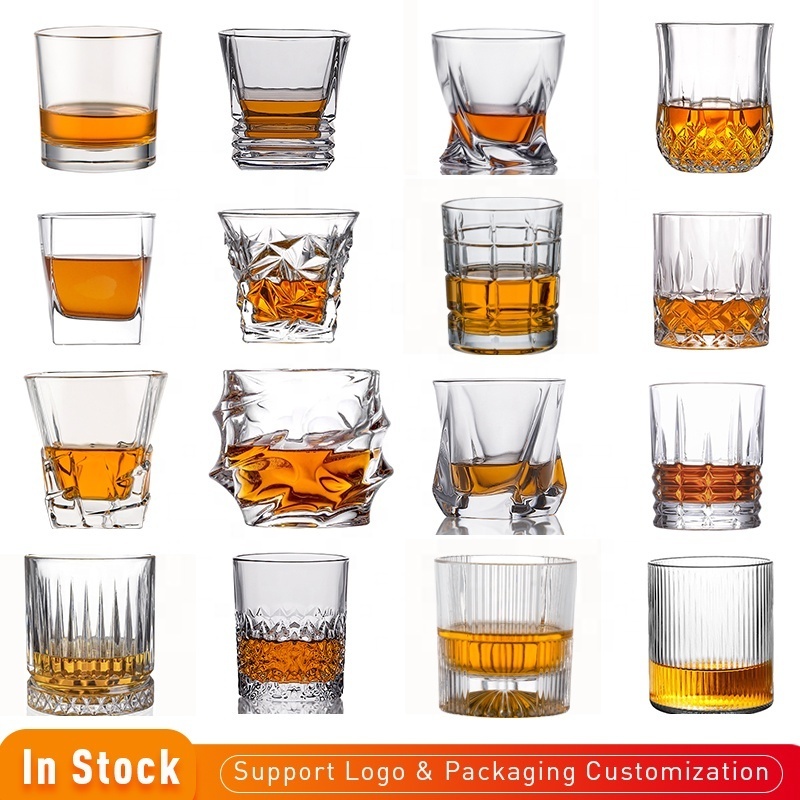 Barware Cocktail Rock Whisky Glass Cup Custom Logo Old Fashioned Crystal Round Whiskey Tasting Glass for Bar Party Wedding