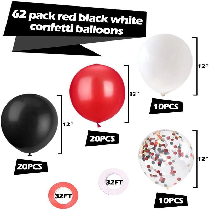 Red and black balloons graduation party birthday party decoration red black and white confetti 12 inch latex balloons