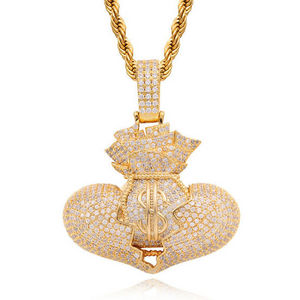 Fashion Jewelry Gold Pendant Wholesale Brass or 925 Silver Custom Hip Hop Jewellery Cubic Zirconia Iced out Necklace