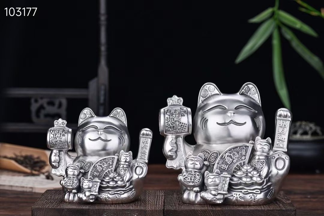 Chinese Lucky Cat Ornament Tea Pet Design and Customization Manufacturing of tea set ornaments Metal tea set mold customization