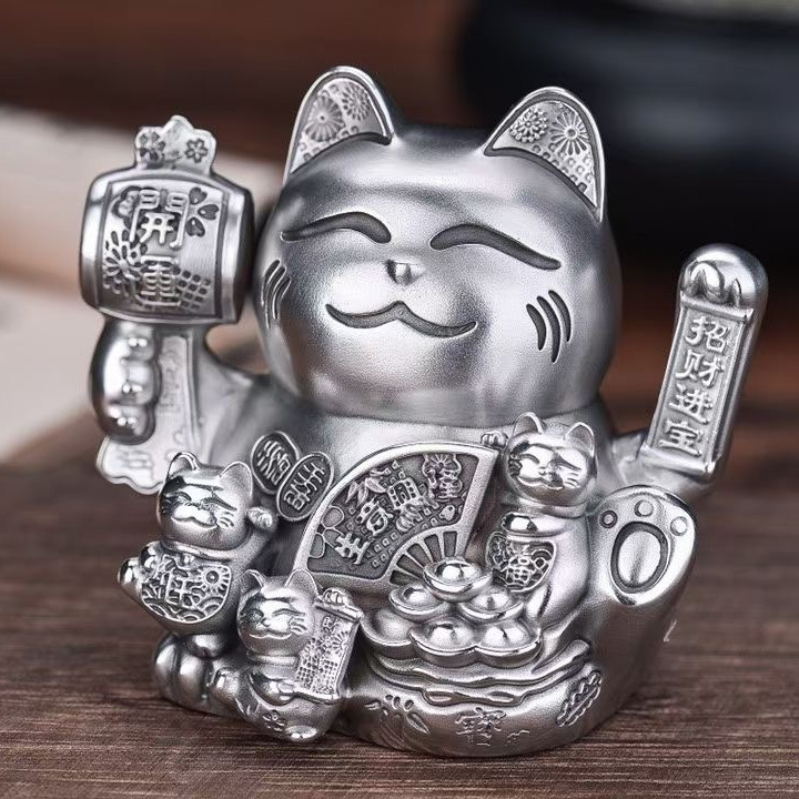 Chinese Lucky Cat Ornament Tea Pet Design and Customization Manufacturing of tea set ornaments Metal tea set mold customization