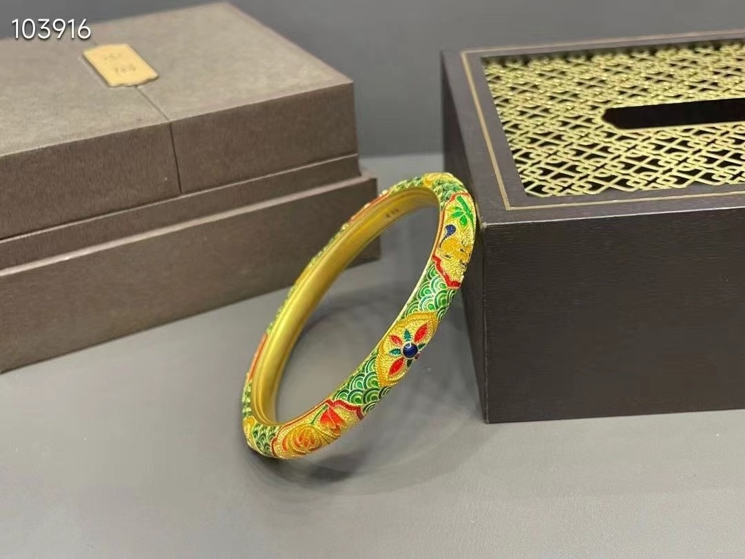 Chinese Cloisonne Enamel Gold Bracelet Design and Customization Bracelet mould design and manufacture Bracelet processing