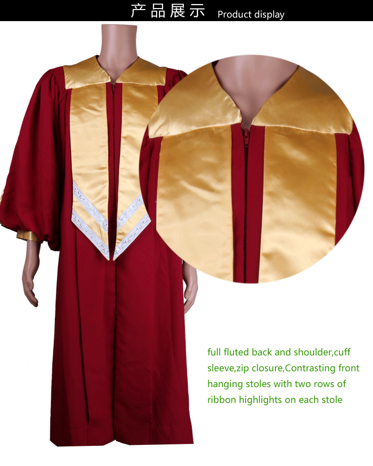 Promotion Low-cost Wholesale Choir Robe Church Gown Custom Clergy Choir Robes with Church Stole