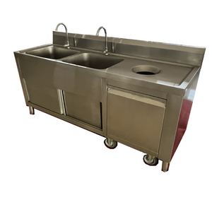 Hot sales stainless steel commercial kitchen sink with Cabinet