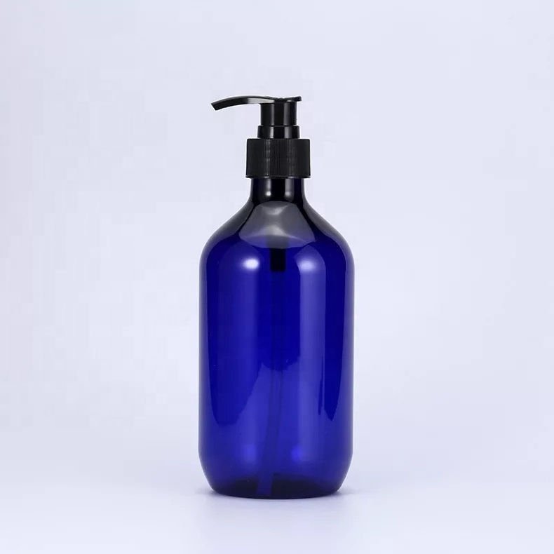 Cobalt blue Boston round PET bottles 60ml 100ml 150ml 200ml 300ml 500ml 1000ml Shower gel Shampoo Lotion bottles