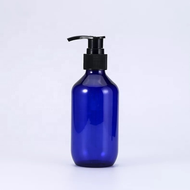 Cobalt blue Boston round PET bottles 60ml 100ml 150ml 200ml 300ml 500ml 1000ml Shower gel Shampoo Lotion bottles