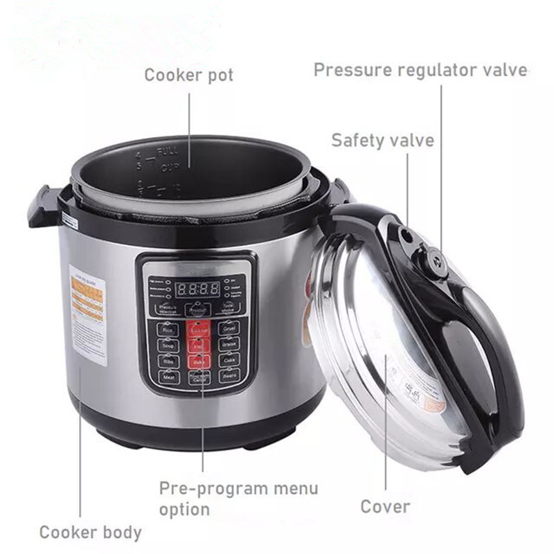 High Quality Commercial Or Household Multi Stainless Steel Capacity Multifunction Smart electric pressure cooker 6l