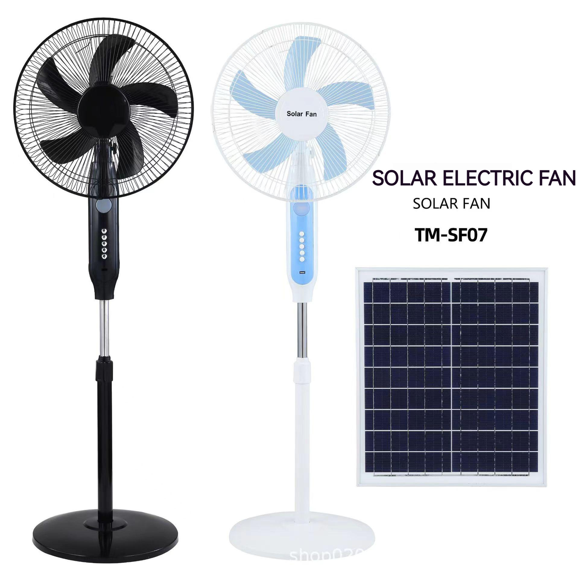 OEM Vertical Metal Grill 12 Inches 5 Blades Rechargeable Home Solar Fans Rechargeable Electric Fan