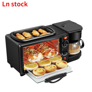 Spot goods Multifunction AutomaticSet Accessories Toaster Coffee Pot Oven Glass Frying Pan 3 in 1 Breakfast Maker