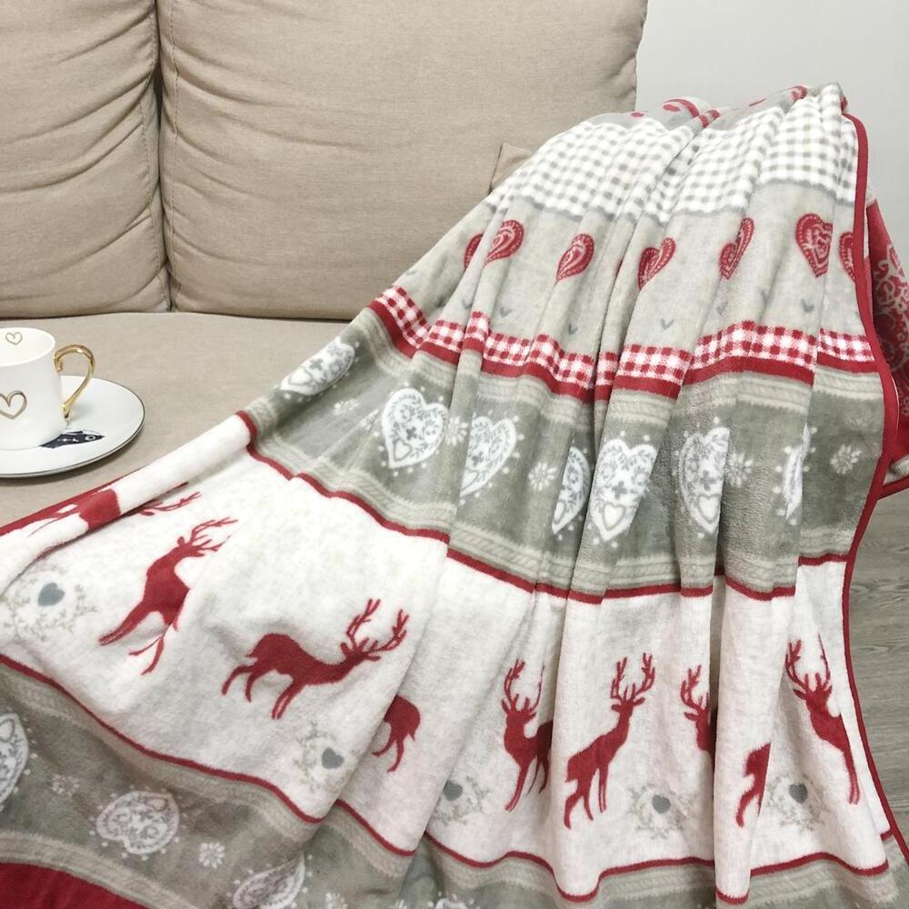 Printed Christmas Design Warm Double Bed Sheet Coral Fleece King Size Blankets