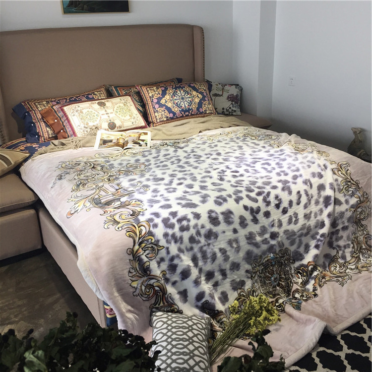 Super Soft Printed Customization Size Single Ply Fur Korean  Raschel Blankets