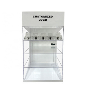 Desktop Acrylic Tobacco Display Stand Retail Store Cigarette Push Display Case with Lock and Door