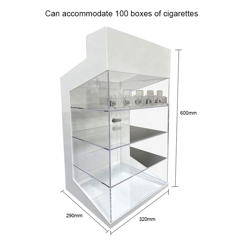 Desktop Acrylic Tobacco Display Stand Retail Store Cigarette Push Display Case with Lock and Door