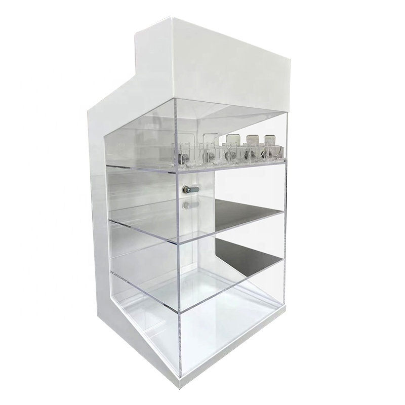 Desktop Acrylic Tobacco Display Stand Retail Store Cigarette Push Display Case with Lock and Door