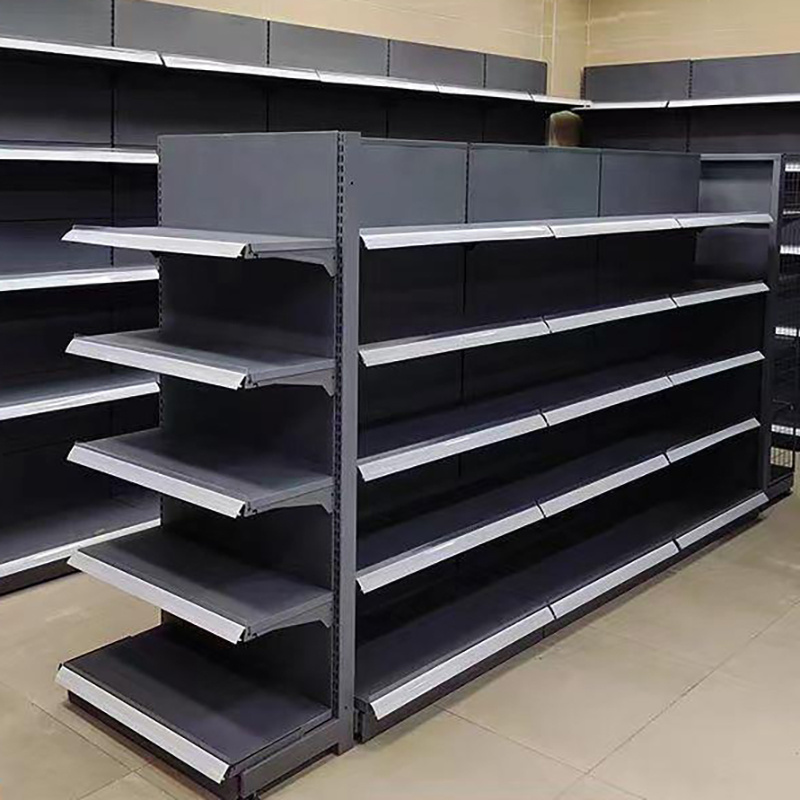 Factory New Heavy Duty Steel Single Gondola Double Side Supermarket Shelving Used For Market