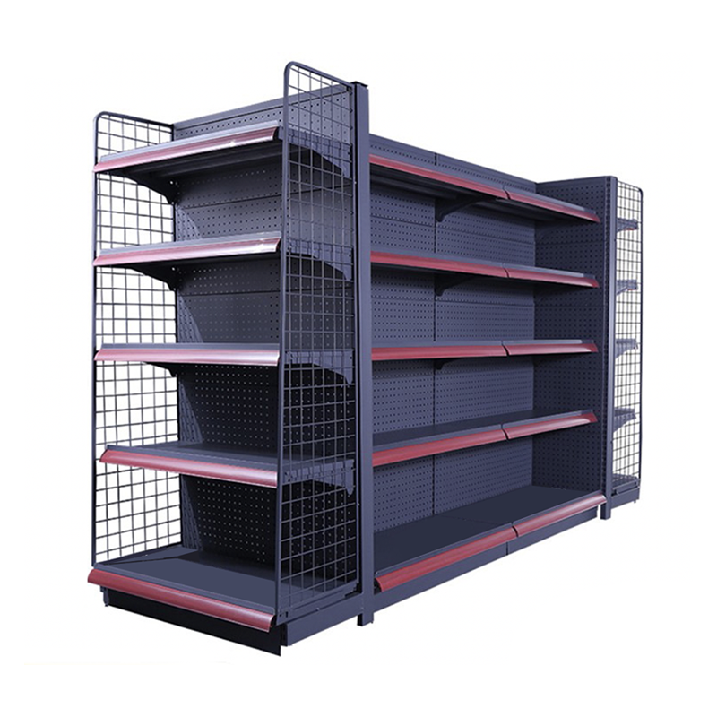 Factory New Heavy Duty Steel Single Gondola Double Side Supermarket Shelving Used For Market