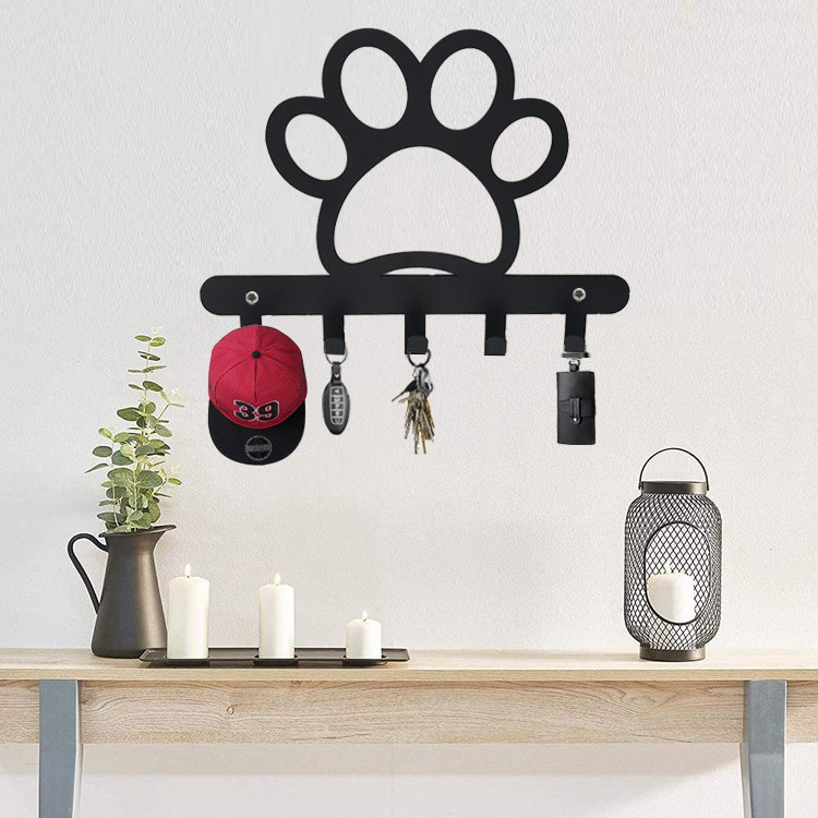 Dog Foot Metal Wall Hooks Multifunction Pet Rope Metal Hanger for Bathrooms Door Hanging Key Robe Bag Umbrella- 6 Hooks