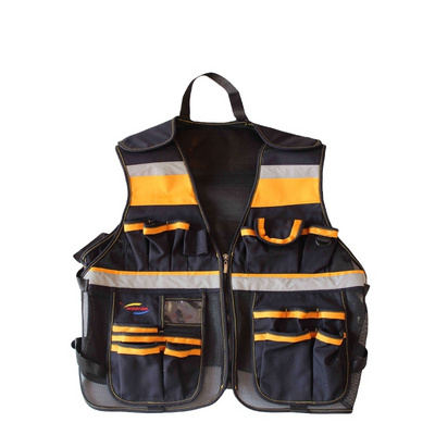 High quality  black canvas safety  vest Multi Pocket hardware tool vest