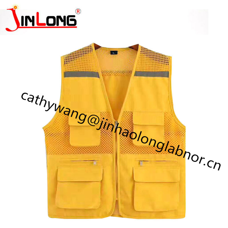 High Quality work jacket Safety Vest blue mesh reflective vests with pocket