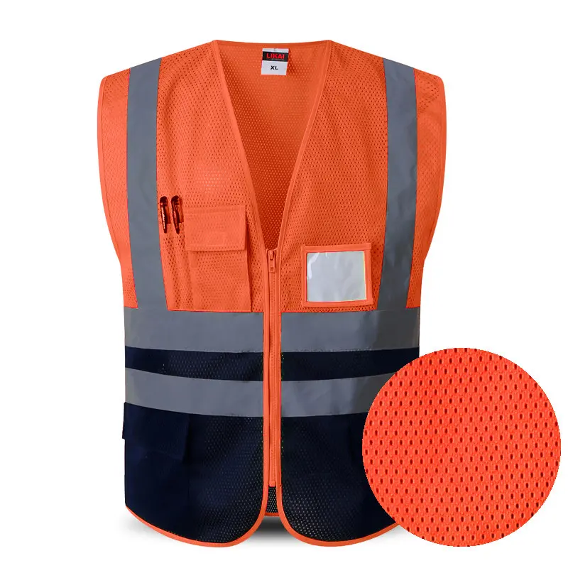 Customized Safety Reflective strip Mesh Breathable Multi-pocket Traffic Mesh Fabric Work Reflective Safety Jacket Vest