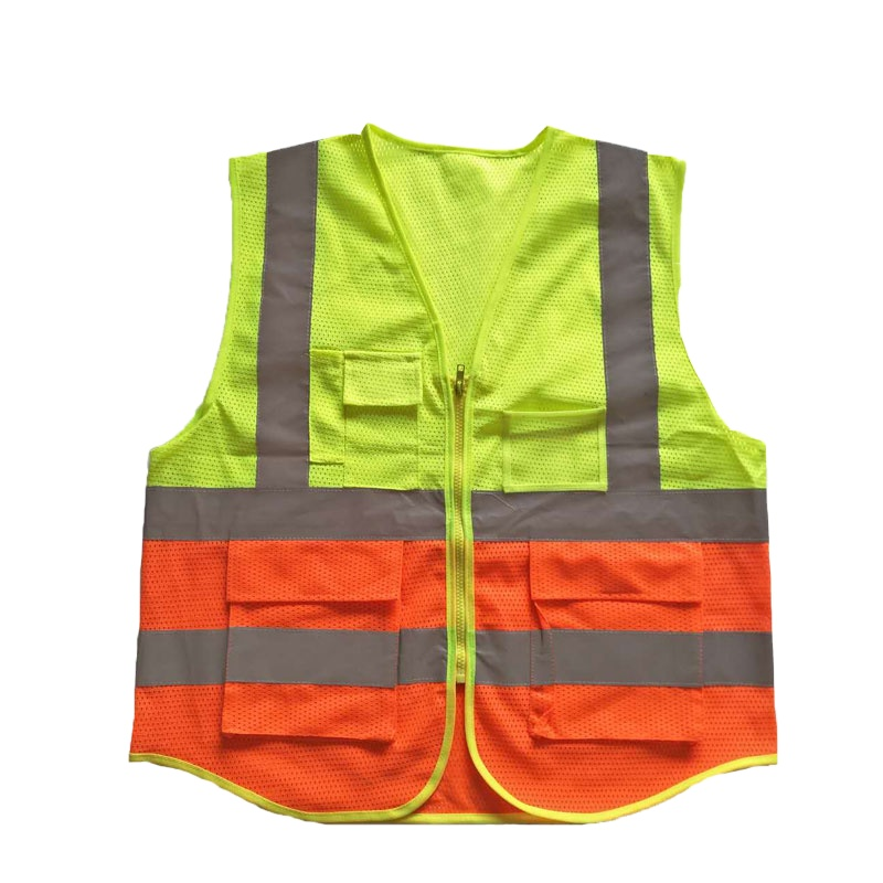 Customized Safety Reflective strip Mesh Breathable Multi-pocket Traffic Mesh Fabric Work Reflective Safety Jacket Vest