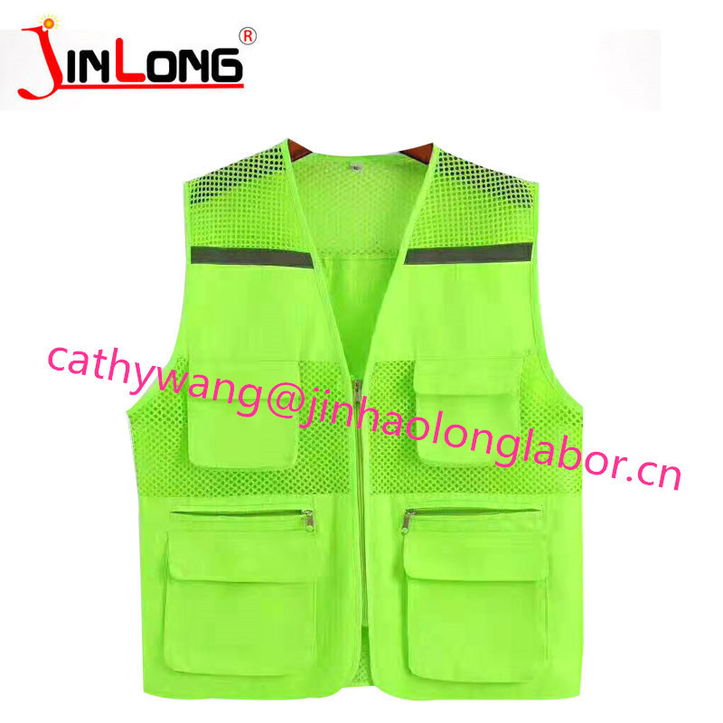 High Quality work jacket Safety Vest blue mesh reflective vests with pocket