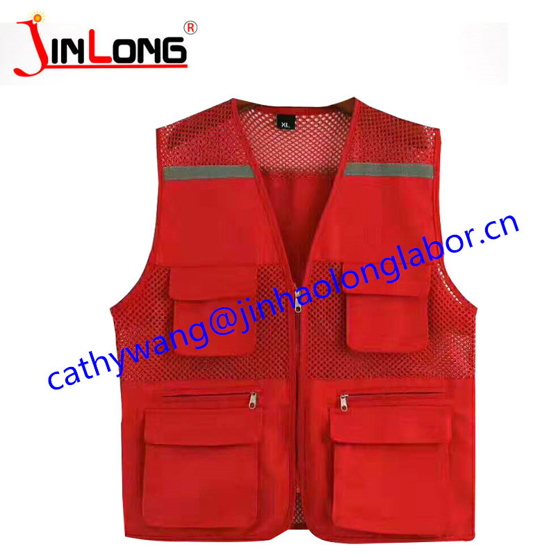 High Quality work jacket Safety Vest blue mesh reflective vests with pocket