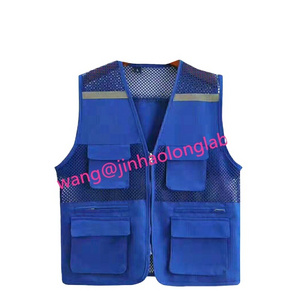 High Quality work jacket Safety Vest blue mesh reflective vests with pocket