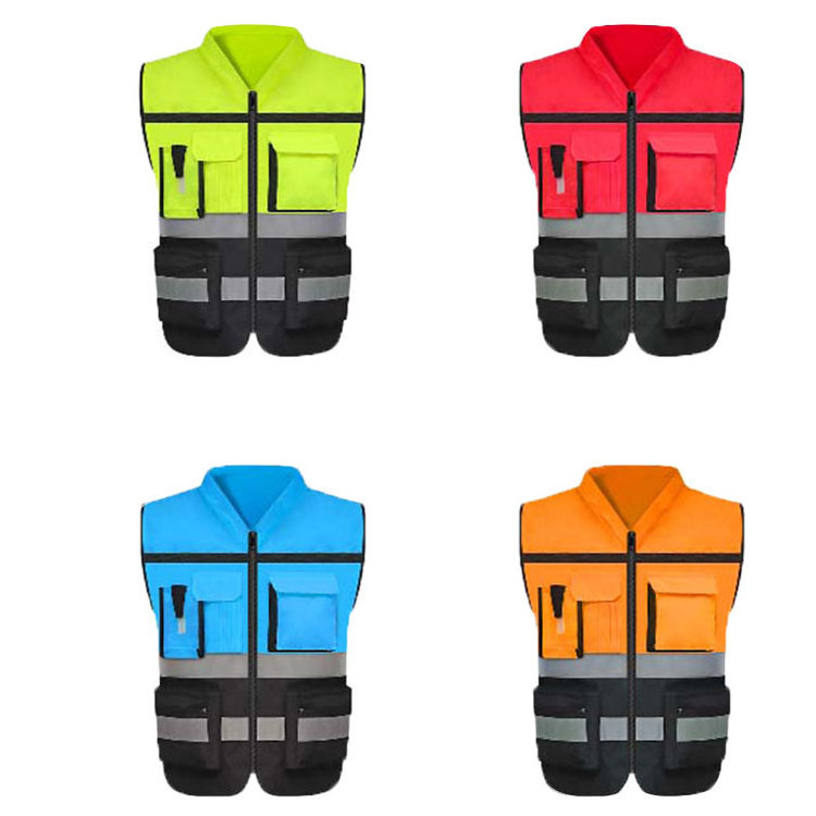 safety vest  multi-pocket road traffic reflective vest manager vest