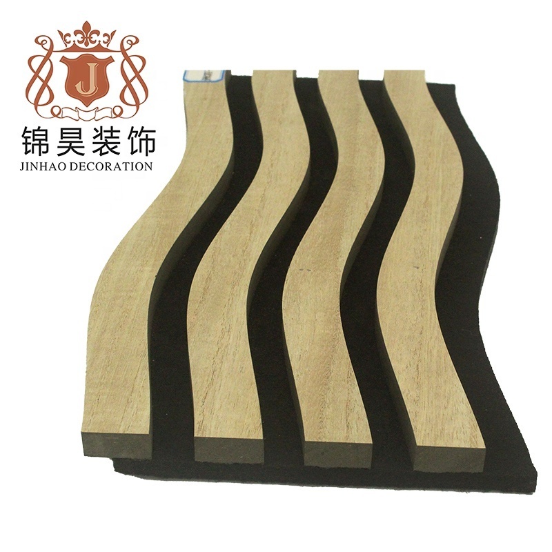 custom Eco-friendly slat wall acoustic natural oak surface acoustic panels slatted wood soundproof  board